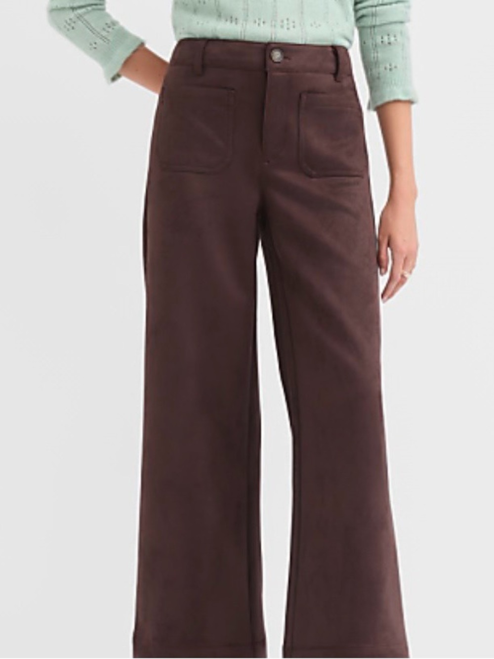 LOFT Velvet Wide-Leg Patch Pocket Pants in Chocolate Brown